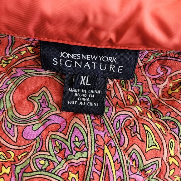 Jones New York Quilted Orange Jacket XL - Picture 2 of 5